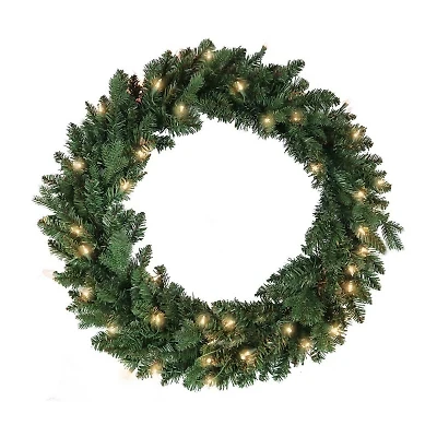 Kurt Adler 30-Inch Pre-Lit Clear Jackson Pine Wreath