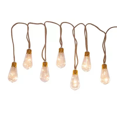 Kurt Adler 35-Light 7 Piece Super Bright LED Vintage Bulb Burlap Lights