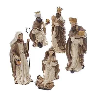 Kurt Adler 13-Inch Glittered Nativity 6-Piece Set