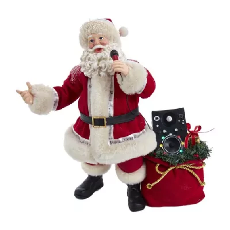 Kurt Adler 10.5-Inch Battery-Operated Fabriche Musical Karaoke Santa