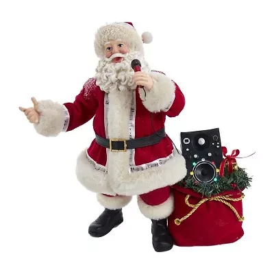 Kurt Adler 10.5-Inch Battery-Operated Fabriche Musical Karaoke Santa