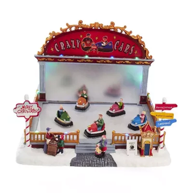 Kurt Adler 9-Inch LED Light-Up Musical Bumper Cars Table Piece