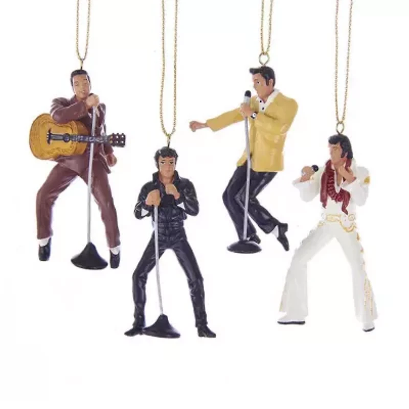 Kurt Adler 2.5-Inch Resin Elvis Presley 4-Piece Ornament Gift Set