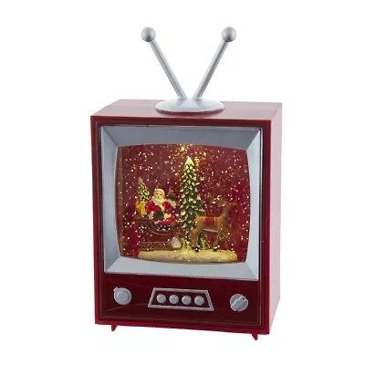 Kurt Adler 8.5-Inch Battery-Operated Musical Water TV with Santa and Sleigh