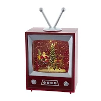 Kurt Adler 8.5-Inch Battery-Operated Musical Water TV with Santa and Sleigh