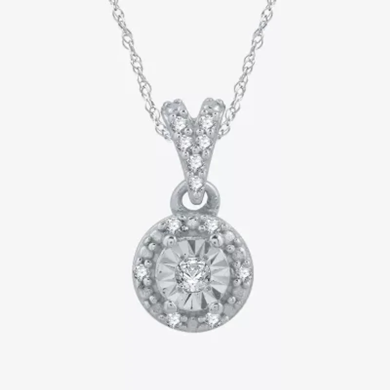 (G / Si2-Si3) Womens Diamond Accent Lab Grown White Diamond Sterling Silver Round 18 Inch Pendant Necklace