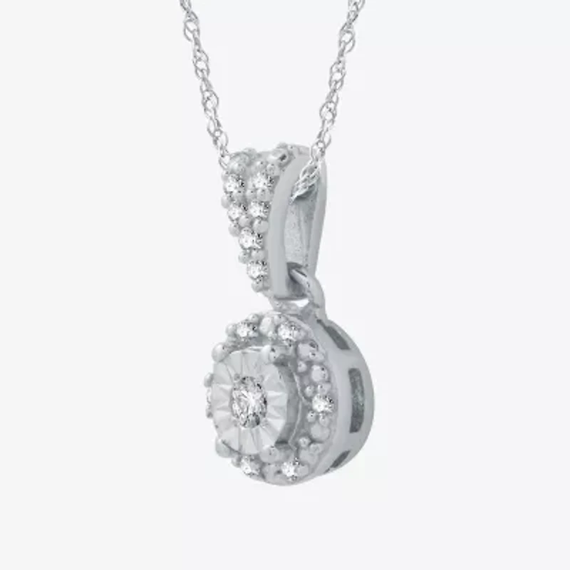 (G / Si2-Si3) Womens Diamond Accent Lab Grown White Diamond Sterling Silver Round 18 Inch Pendant Necklace