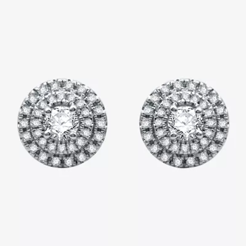 3/4 CT. T.W. Natural White Diamond 10K White Gold 8.9mm Round Stud Earrings
