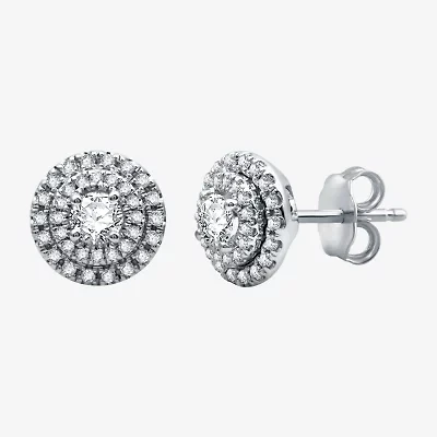 3/4 CT. T.W. Natural White Diamond 10K White Gold 8.9mm Round Stud Earrings