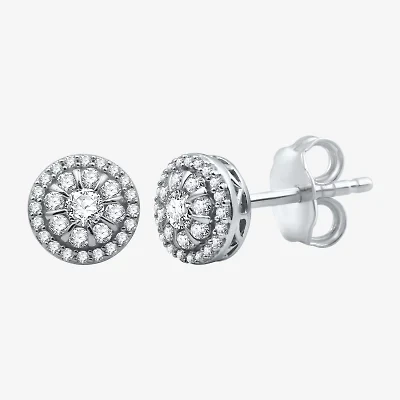 1 CT. T.W. Natural White Diamond 10K White Gold 9.9mm Round Stud Earrings