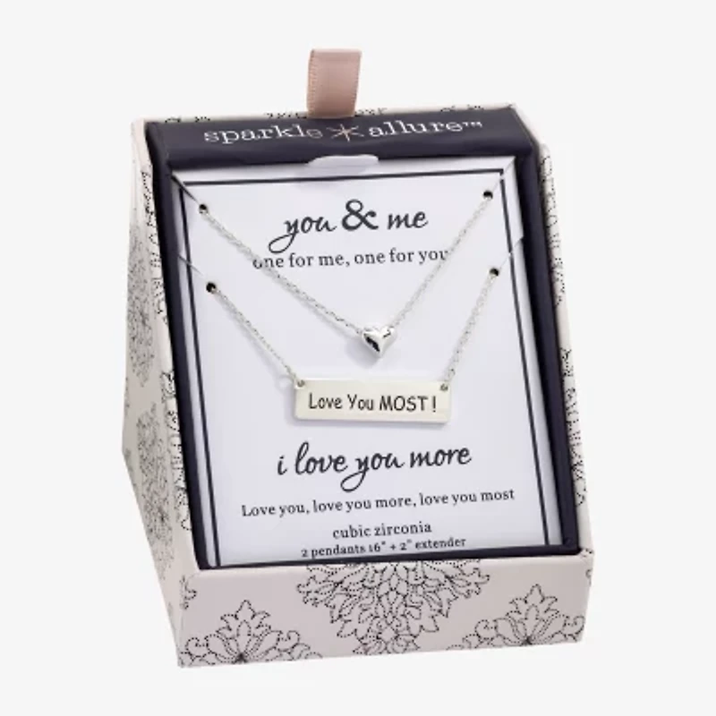 Sparkle Allure Womens Bar Heart 2-pc. Necklace Set