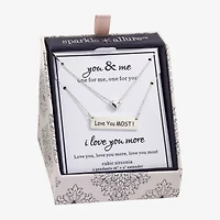 Sparkle Allure Womens Bar Heart 2-pc. Necklace Set