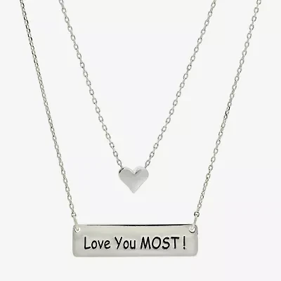 Sparkle Allure Womens Bar Heart 2-pc. Necklace Set