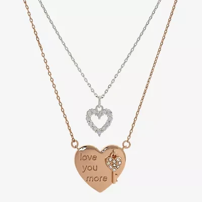 Sparkle Allure You & Me 2-pc. Cubic Zirconia 14K Gold Over Brass Pure 16 Inch Link Heart Necklace Set