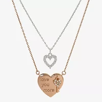 Sparkle Allure You & Me 2-pc. Cubic Zirconia 14K Gold Over Brass Pure 16 Inch Link Heart Necklace Set