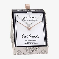 Sparkle Allure You & Me 2-pc. Cubic Zirconia 14K Gold Over Brass 16 Inch Link Butterfly Necklace Set