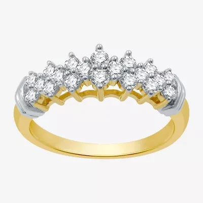 1/2 CT.T.W. Natural Diamond 10K Yellow Gold Pyramid Ring