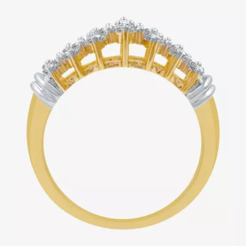 1/2 CT.T.W. Natural Diamond 10K Yellow Gold Pyramid Ring