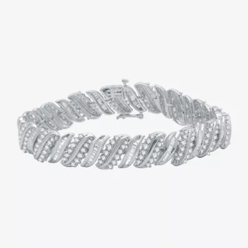 (H-I / I1) Womens 5 CT. T.W. Lab Grown Diamond 10K White Gold 7.5 Inch Tennis Bracelet