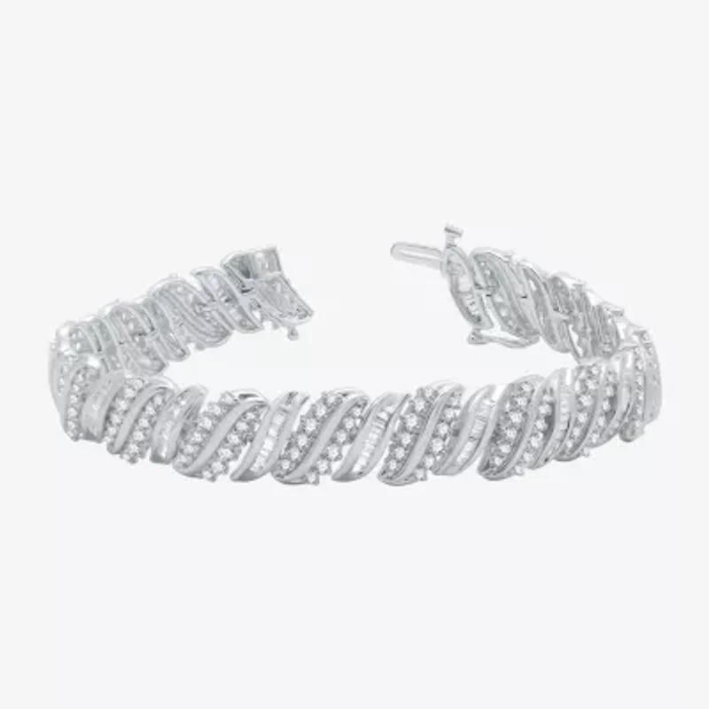 (H-I / I1) Womens 5 CT. T.W. Lab Grown Diamond 10K White Gold 7.5 Inch Tennis Bracelet