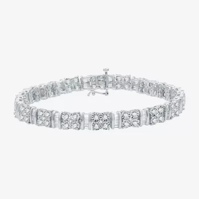 H-I / I1) Womens CT. T.W. Lab Grown Diamond 10K White Gold 7. Inch Tennis Bracelet