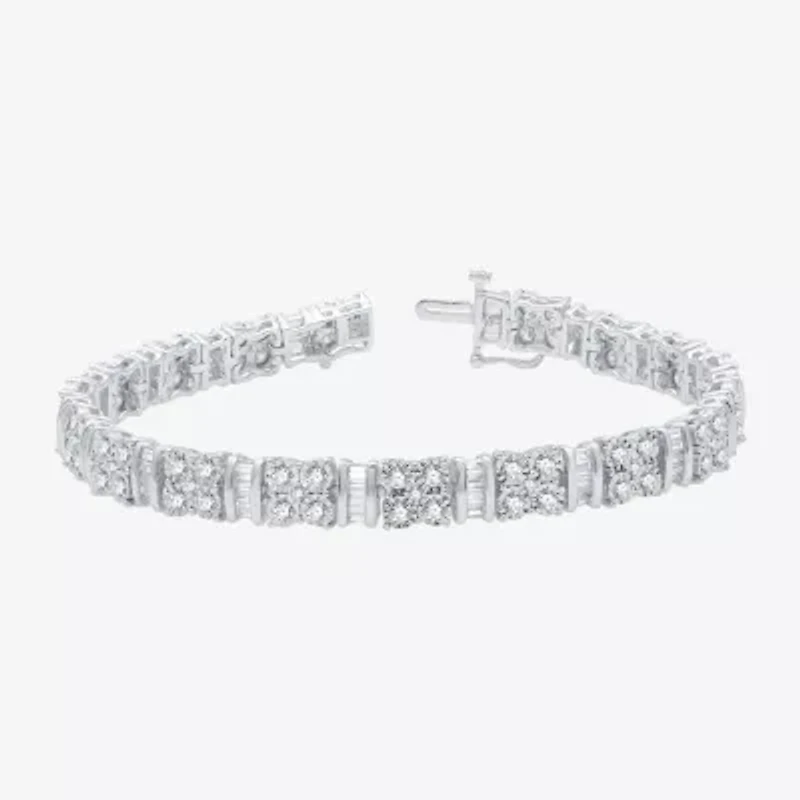 H-I / I1) Womens CT. T.W. Lab Grown Diamond 10K White Gold 7. Inch Tennis Bracelet