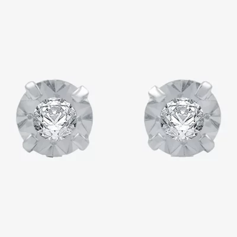 1/5 CT. T.W .Natural Diamond 10K White Gold Stud Earrings