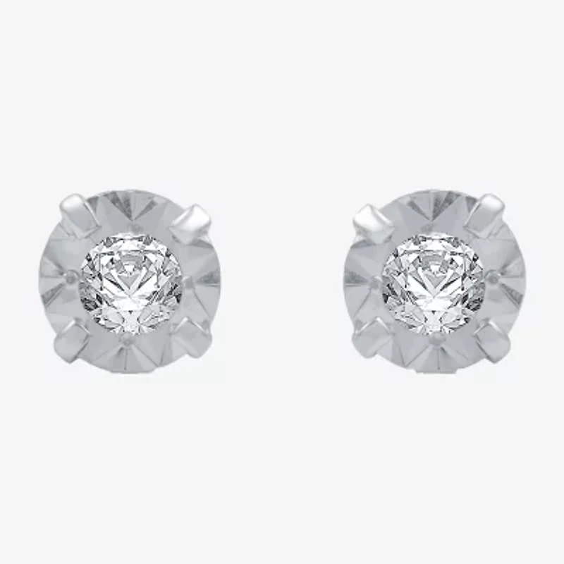 1/5 CT. T.W .Natural Diamond 10K White Gold Stud Earrings