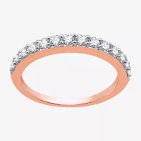 Classic Collection Womens 2MM 1/2 CT. T.W. Natural White Diamond 10K Rose Gold Wedding Band