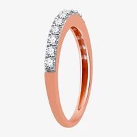 Classic Collection Womens 2MM 1/2 CT. T.W. Natural White Diamond 10K Rose Gold Wedding Band