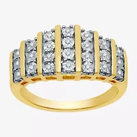 1/10 CT.T.W. Natural Diamond 7-Row 14K Gold Over SIlver Ring