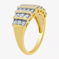 1/10 CT.T.W. Natural Diamond 7-Row 14K Gold Over SIlver Ring