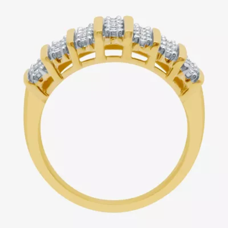 1/10 CT.T.W. Natural Diamond 7-Row 14K Gold Over SIlver Ring