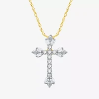 1/10 CT.T.W. Natural Diamond Floral Cross Pendant Necklace