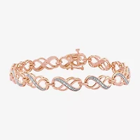 Womens 1/10 CT. T.W. Natural White Diamond 14K Rose Gold Over Silver Infinity 7.5 Inch Tennis Bracelet