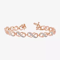 Womens 1/10 CT. T.W. Natural White Diamond 14K Rose Gold Over Silver Infinity 7.5 Inch Tennis Bracelet