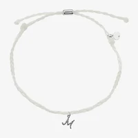 Itsy Bitsy White Bolo Initial Womens Cubic Zirconia Pure Silver Over Brass Hypoallergenic Cord Bracelet