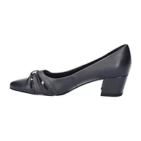 Easy Street Millie Womens Pointed Closed Toe Block Heel Pumps