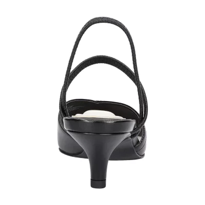 Easy Street Unna Womens Round Kitten Heel Pumps