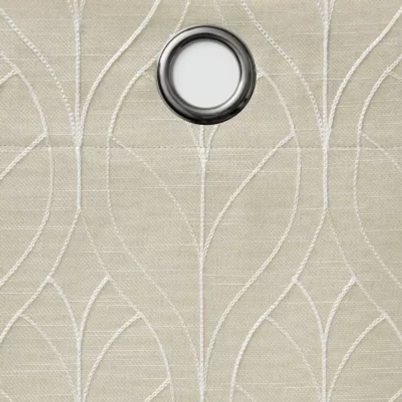 Fieldcrest Heritage Allegria Grommet Top Energy Saving Embroidered 100% Blackout Single Curtain Panel