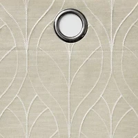 Fieldcrest Heritage Allegria Grommet Top Energy Saving Embroidered 100% Blackout Single Curtain Panel