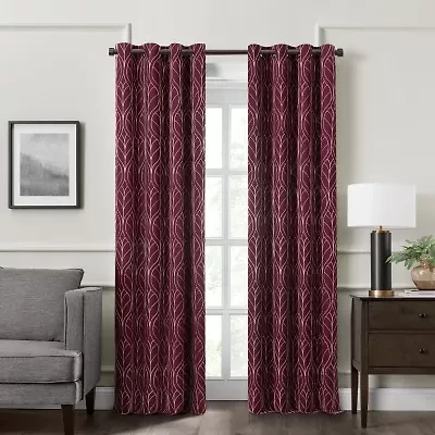 Fieldcrest Heritage Allegria Grommet Top Energy Saving Embroidered 100% Blackout Single Curtain Panel