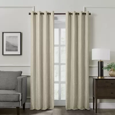 Fieldcrest Heritage Allegria Grommet Top Energy Saving Embroidered 100% Blackout Single Curtain Panel