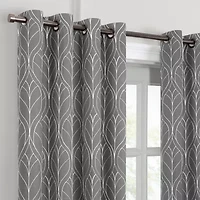 Fieldcrest Heritage Allegria Grommet Top Energy Saving Embroidered 100% Blackout Single Curtain Panel