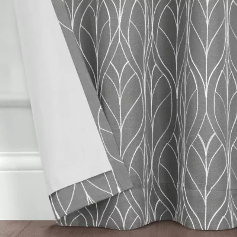 Fieldcrest Heritage Allegria Grommet Top Energy Saving Embroidered 100% Blackout Single Curtain Panel