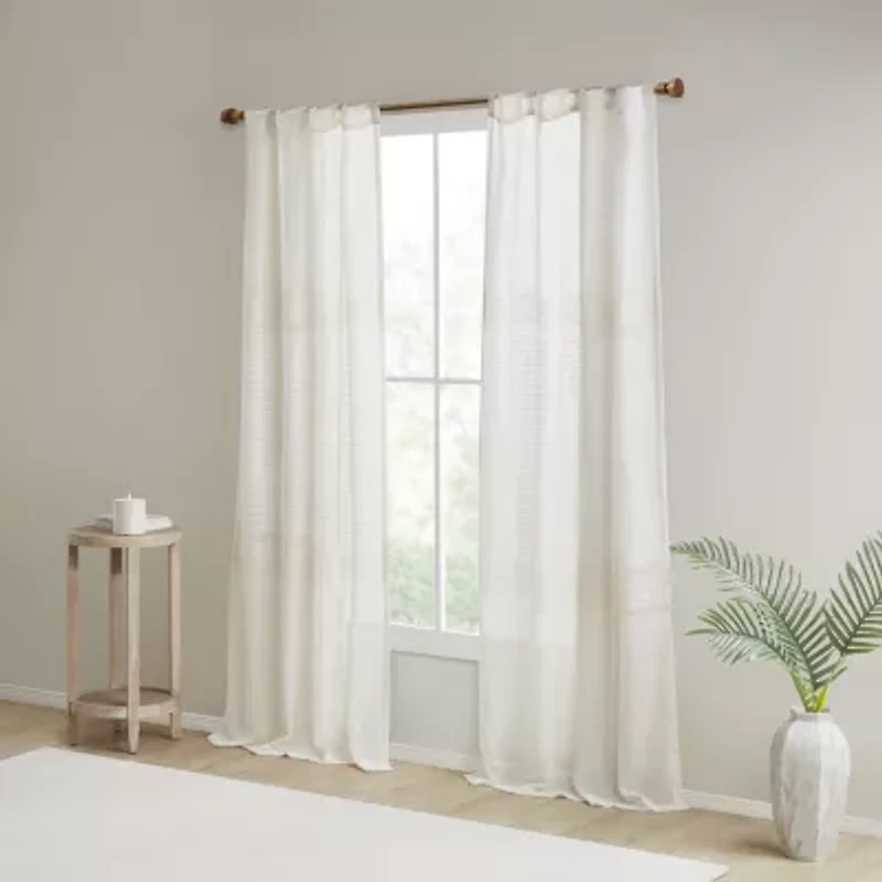Madison Park Calista Rod Pocket Back Tab Sheer Set of 2 Curtain Panel