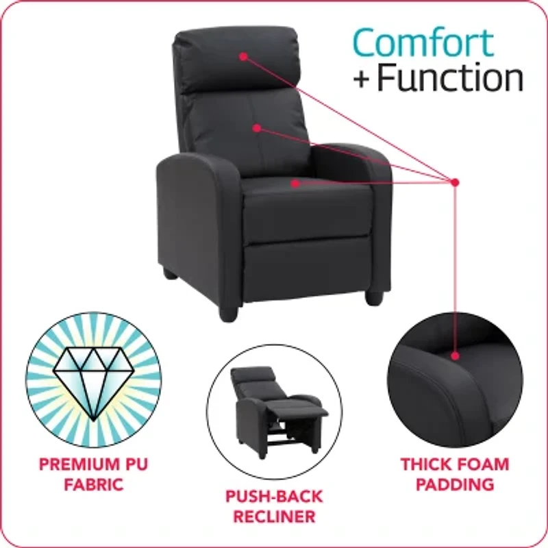 Corliving Oren Curved Slope-Arm Recliner