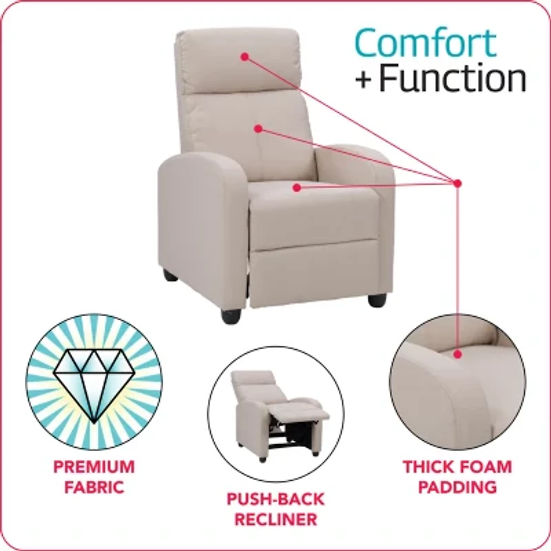 Corliving Oren Curved Slope-Arm Recliner