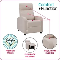 Corliving Oren Curved Slope-Arm Recliner