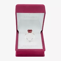 Sparkle Allure Solitaire Womens Red Crystal Pure Silver Over Brass Heart Cocktail Ring